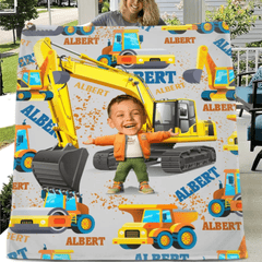 Personalized Custom Blankets Boy And Excavator Truck Car Blanket - OLESA