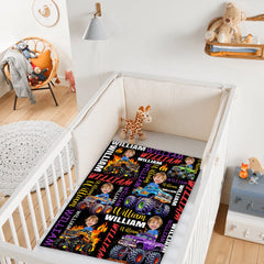Personalized Custom Blankets for Boys Driving Trucks - Custom Name Blankets - Gifts for Kids - OLESA