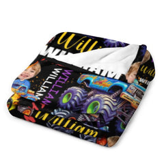 Personalized Custom Blankets for Boys Driving Trucks - Custom Name Blankets - Gifts for Kids - OLESA