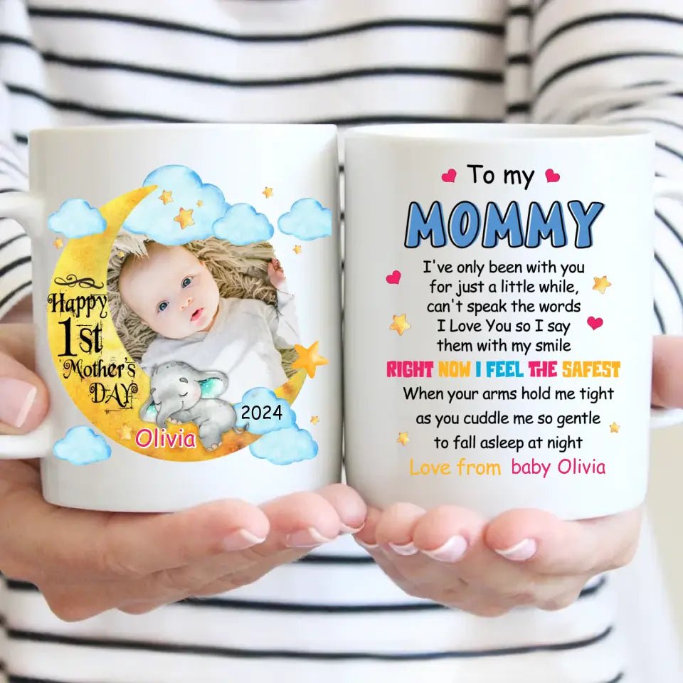 Personalized Custom First Mother's Day Elephant Photo Mug - OLESA