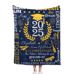 Personalized Custom Graduate Class of 2025 Blanket - Gifts for Grads - champagne party wheat elements - OLESA