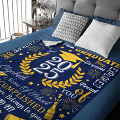 Personalized Custom Graduate Class of 2025 Blanket - Gifts for Grads - champagne party wheat elements - OLESA