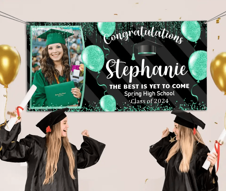 Personalized Custom Light Dot Balloon Graduation Banner, Graduation Decorations - OLESA