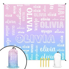 Personalized Custom Name Beach Mat - Multiple Color Options - OLESA