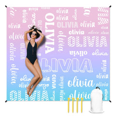 Personalized Custom Name Beach Mat - Multiple Color Options - OLESA