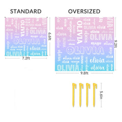 Personalized Custom Name Beach Mat - Multiple Color Options - OLESA
