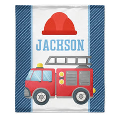 Personalized Custom Name Firetruck Blanket for Boys, Girls, Kids, Baby - OLESA