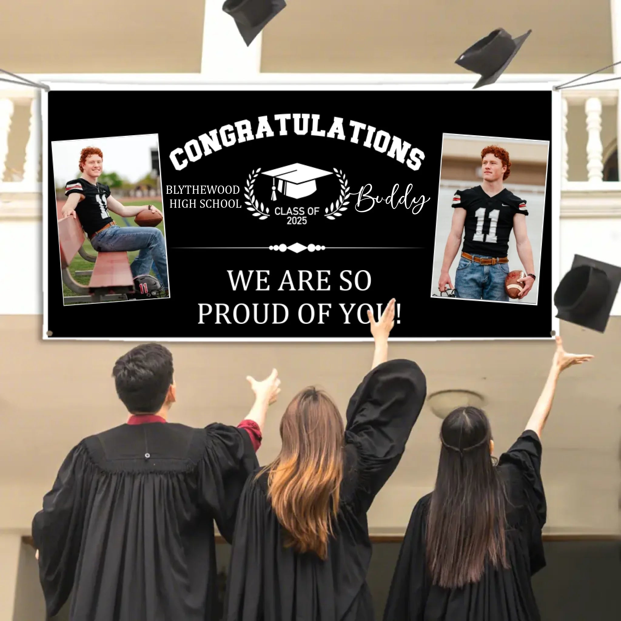 Personalized Custom Photo Banners - Congratulations to the Class of 2025 Decorative Gifts for Graduates Gifts for Graduating Families - OLESA