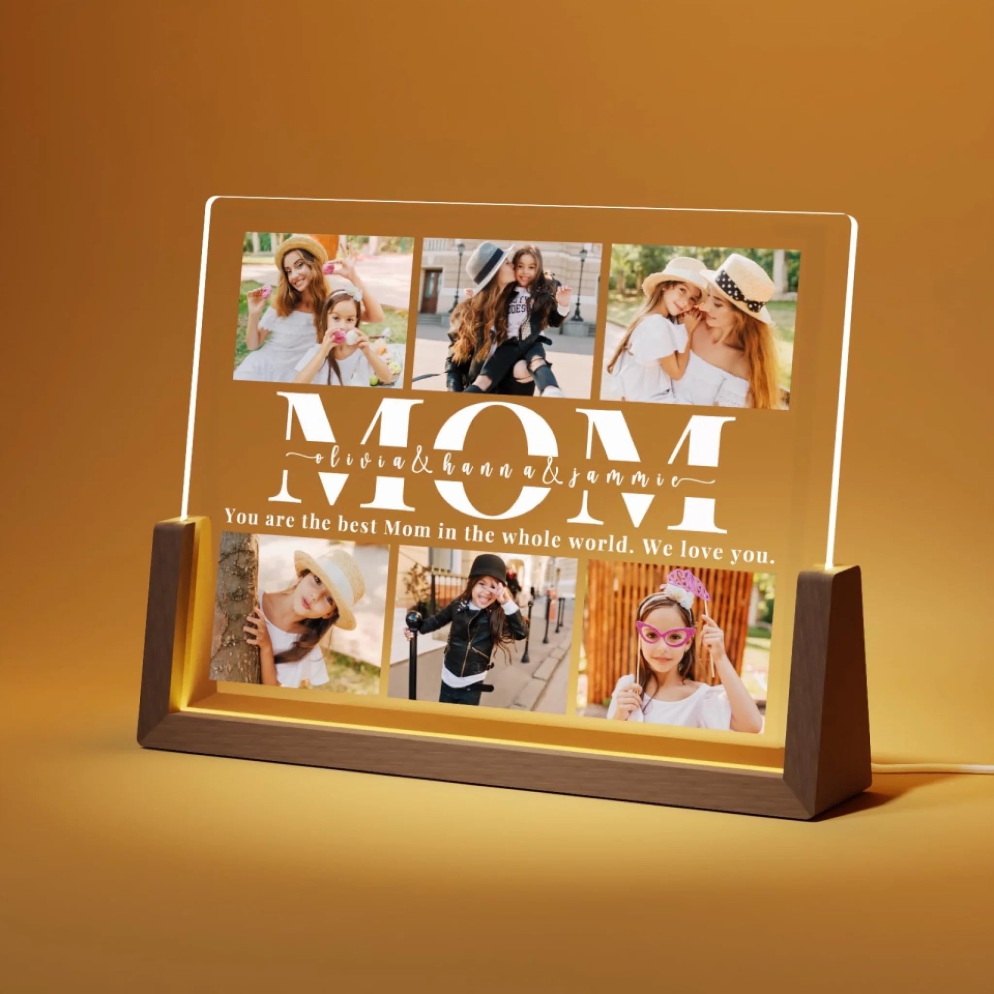 Personalized Custom Photos Picture Frame with LED, Valentines Day Gifts for Mom - OLESA