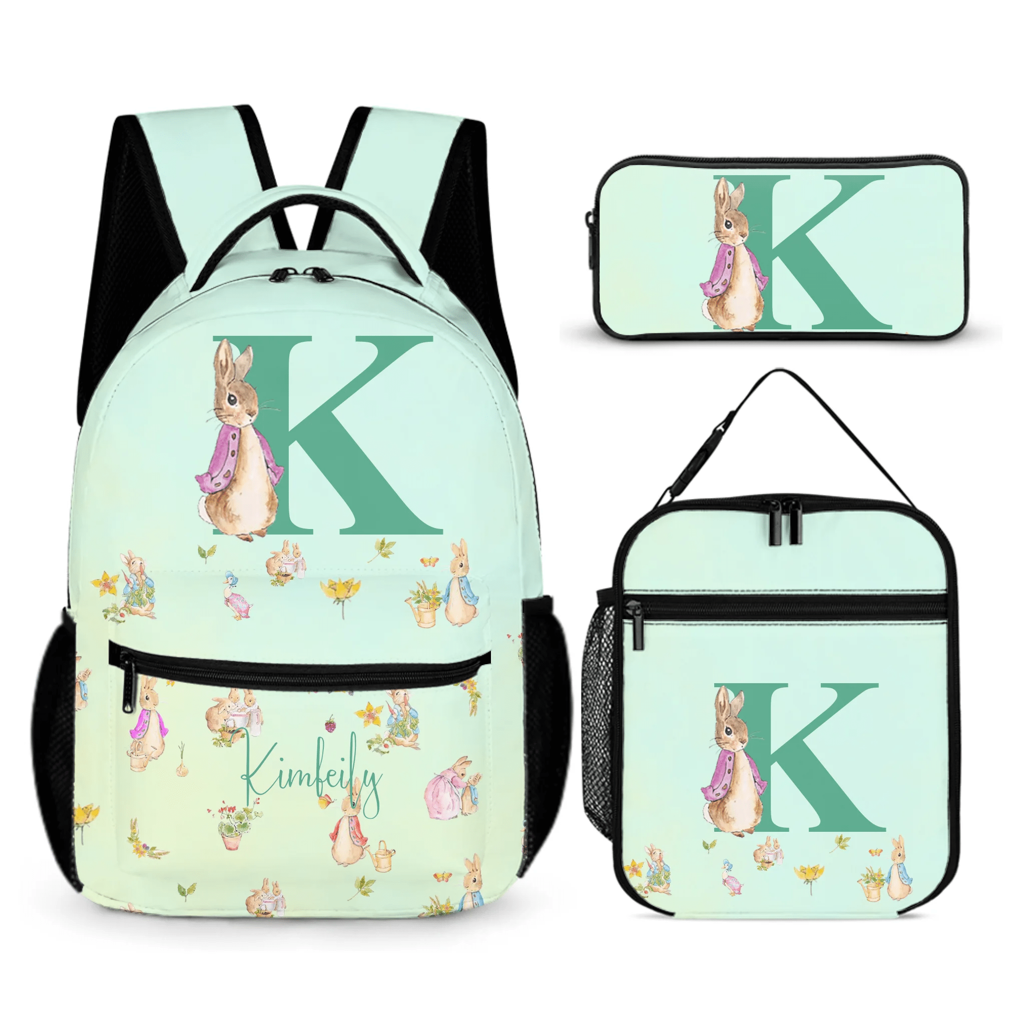Personalized Customized Name Customized Initials - Kids Cute Bunny School Bags - Unique School Season Kids Gift Replicas - OLESA