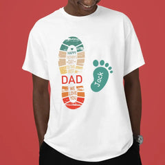 Personalized Dad And Kids Footprints Names Shirt - OLESA