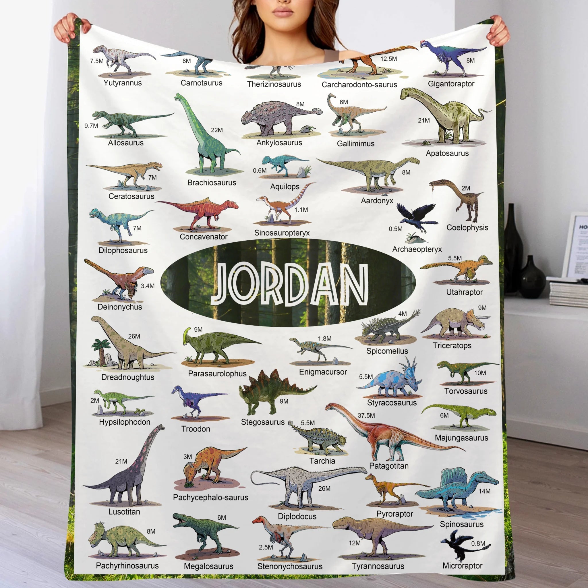Personalized Dinosaur Educational Blanket – Custom Educational Blanket – Gift for Kids - OLESA