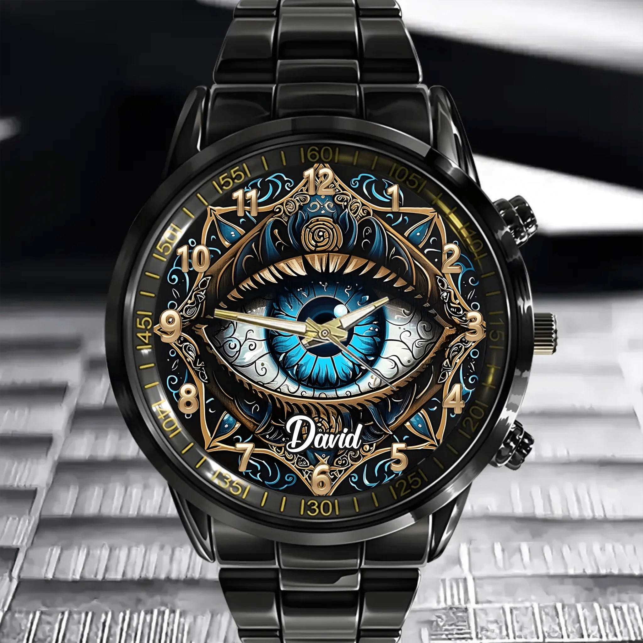 Personalized Evil Eye Watch – Custom Name Amulet Wristwatch, Meaningful Gift for Loved Ones - OLESA