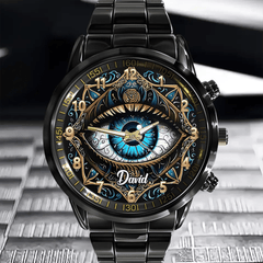 Personalized Evil Eye Watch – Custom Name Amulet Wristwatch, Meaningful Gift for Loved Ones - OLESA
