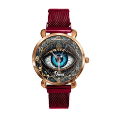 Personalized Evil Eye Watch – Custom Name Amulet Wristwatch, Meaningful Gift for Loved Ones - OLESA