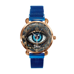 Personalized Evil Eye Watch – Custom Name Amulet Wristwatch, Meaningful Gift for Loved Ones - OLESA