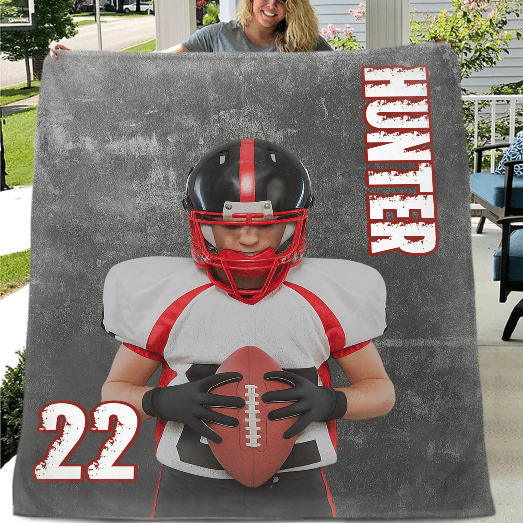 Personalized Football Blanket Custom Sport Gift - Teen Boy Football Gift For NFL Custom Football Blanket With - OLESA