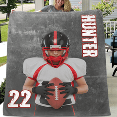Personalized Football Blanket Custom Sport Gift - Teen Boy Football Gift For NFL Custom Football Blanket With - OLESA