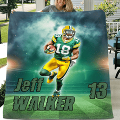 Personalized Football Blanket With Picture Custom Logo Team Blanket Gift For Teen Boy Custom Football Throw For Son Football Coach Gift - OLESA