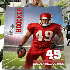 Personalized Football Player Photo Blanket Custom American Football Blanket Boys Football Blanket, Sport Blanket, Football Team Gift - OLESA