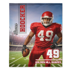 Personalized Football Player Photo Blanket Custom American Football Blanket Boys Football Blanket, Sport Blanket, Football Team Gift - OLESA