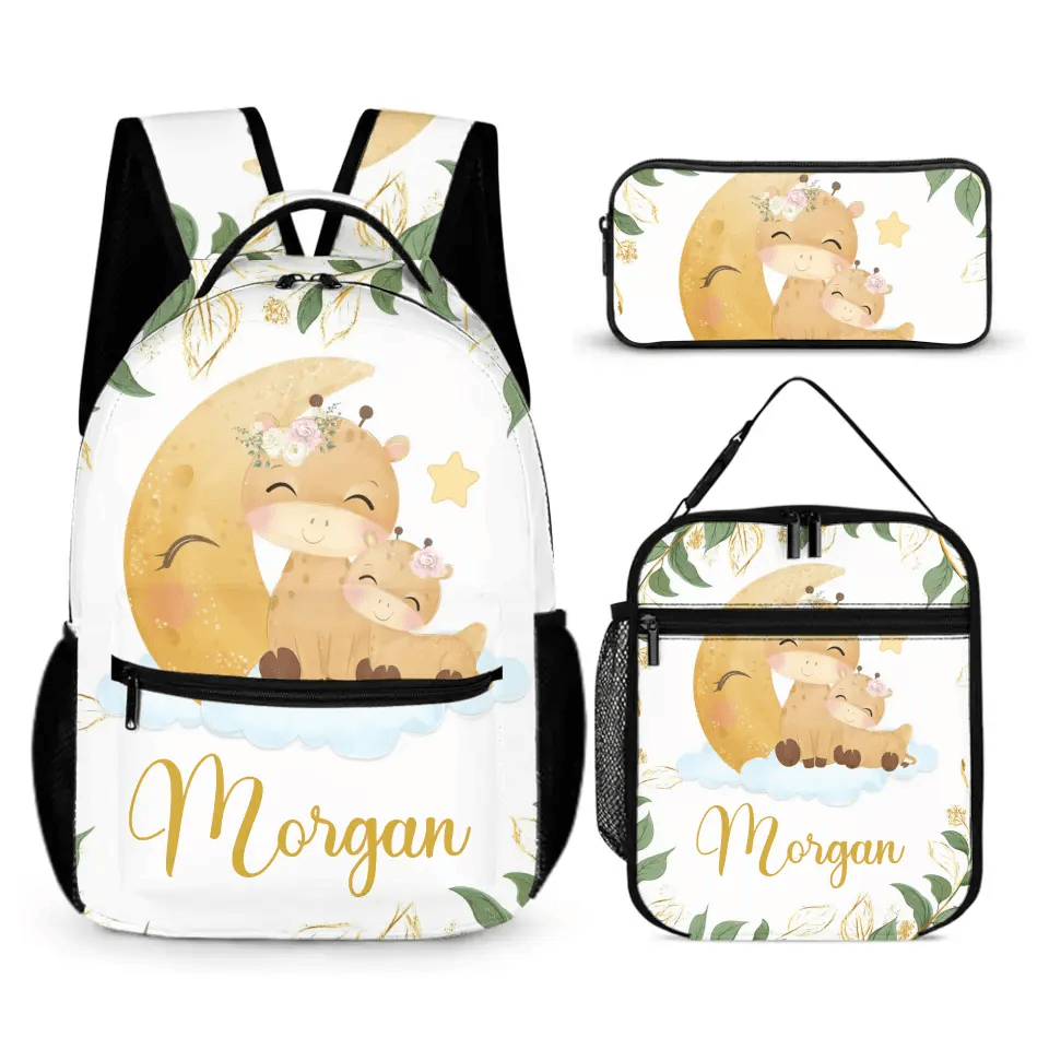 Personalized Giraffe Student Backpack for Girls Boys - Customized Student Backpack with Name - OLESA
