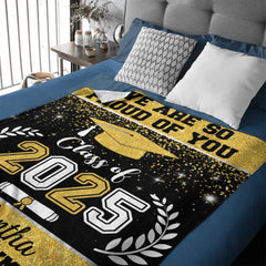 Personalized Glitter Background Blanket Best Gift Idea Graduation Class of Senior Gift - OLESA