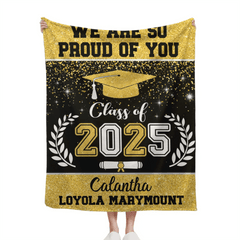 Personalized Glitter Background Blanket Best Gift Idea Graduation Class of Senior Gift - OLESA