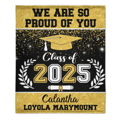 Personalized Glitter Background Blanket Best Gift Idea Graduation Class of Senior Gift - OLESA