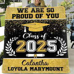 Personalized Glitter Background Blanket Best Gift Idea Graduation Class of Senior Gift - OLESA