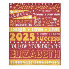 Personalized Graduation Blanket, Custom Year Name School - Follow Your Dream - OLESA