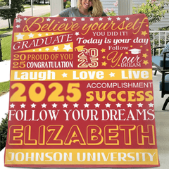 Personalized Graduation Blanket, Custom Year Name School - Follow Your Dream - OLESA