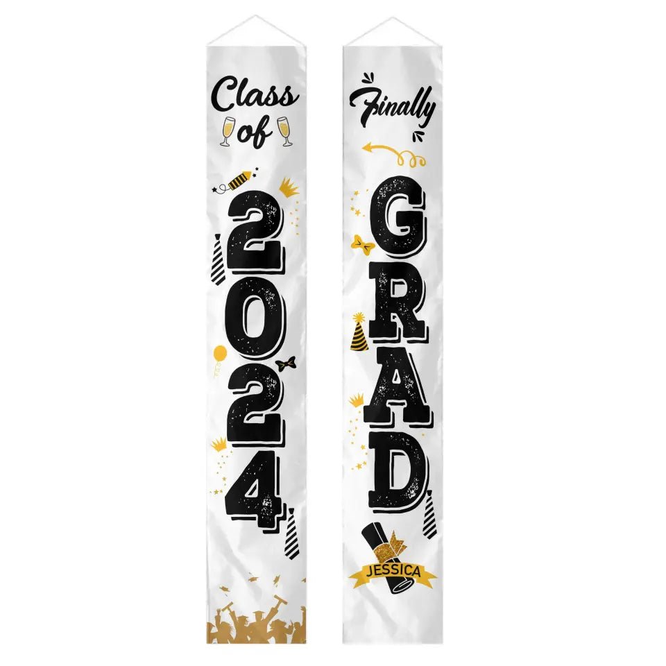 Personalized Graduation Door Banner - Finally Grad, Custom Name - OLESA