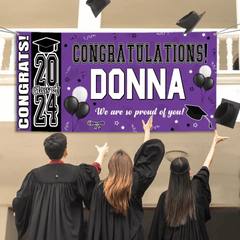 Personalized Graduation Party Decorations - Class of 2024 Graduation Banner - Congrats Banner for College High School Party Supplies - OLESA