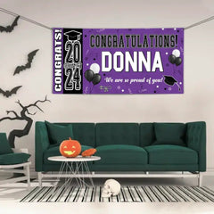 Personalized Graduation Party Decorations - Class of 2024 Graduation Banner - Congrats Banner for College High School Party Supplies - OLESA
