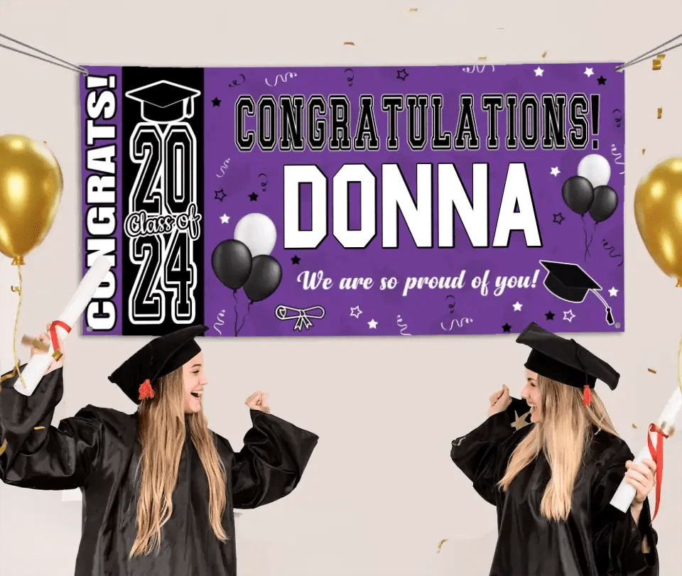 Personalized Graduation Party Decorations - Class of 2024 Graduation Banner - Congrats Banner for College High School Party Supplies - OLESA