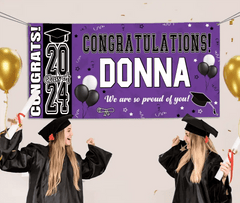 Personalized Graduation Party Decorations - Class of 2024 Graduation Banner - Congrats Banner for College High School Party Supplies - OLESA