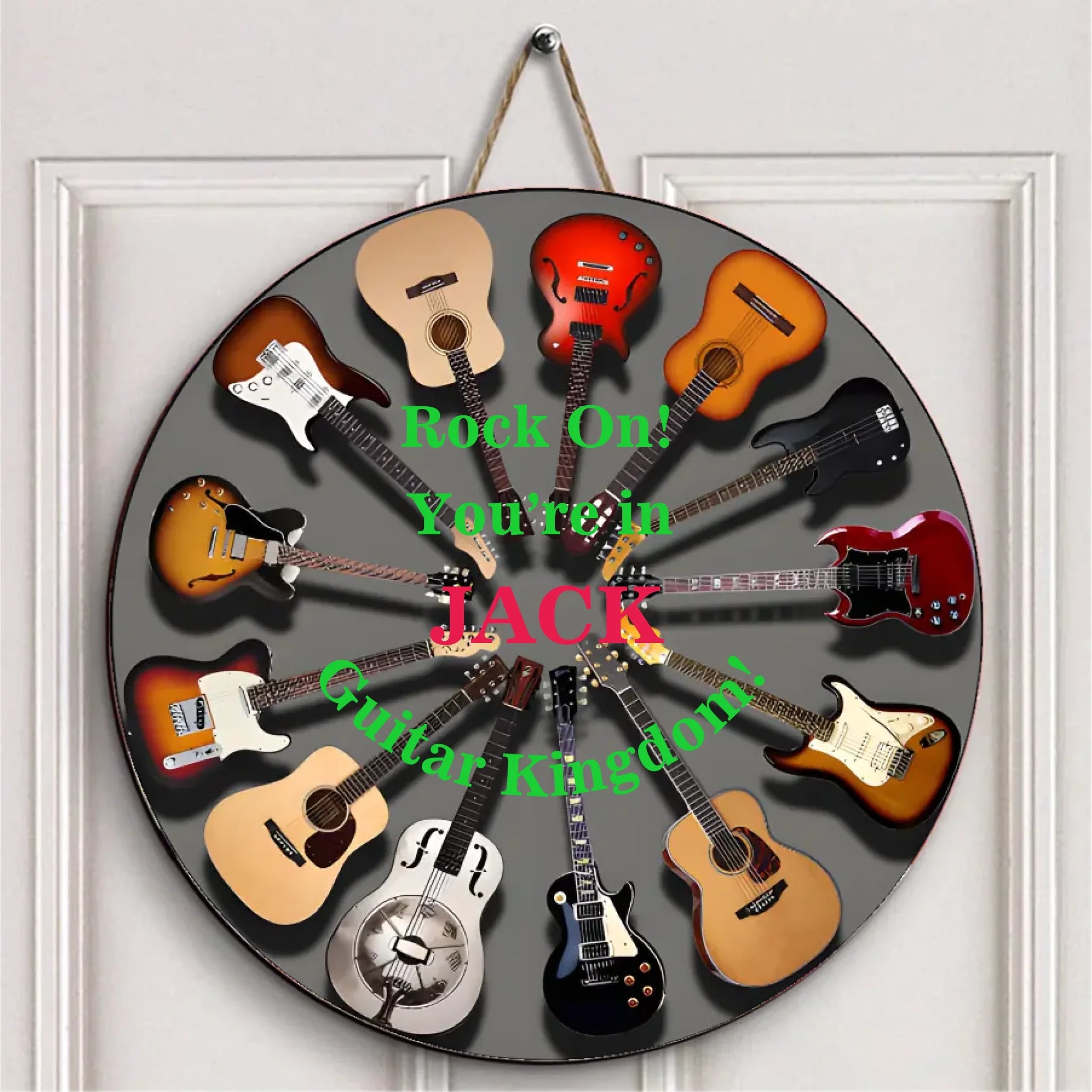 Personalized Guitar Wall Sign - Custom Name Wooden Plaque for Music Lovers - OLESA