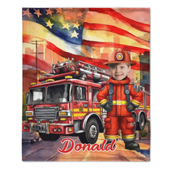 Personalized Independence Day Firefighter Custom Blanket - Gift for Kids - OLESA