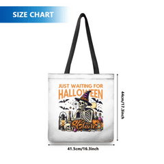 Personalized Just Waiting For Halloween Pumpkin Skull Reusable Canvas Tote Bag with Name Halloween Gift for Friend Family - OLESA