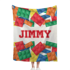 Personalized LEGO Blocks Gaming Blanket for Boys Girls Game Chair Room Decor for Game Lover - OLESA