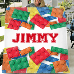 Personalized LEGO Blocks Gaming Blanket for Boys Girls Game Chair Room Decor for Game Lover - OLESA