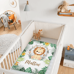 Personalized Lion Cub Wearing Flowers Blankets for Girls Boys - Customized Baby Gifts with Name - OLESA