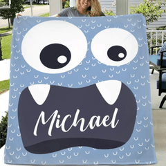 Personalized Little Monster Blanket for Kids, Custom Name Throw for Boys and Girls, Cute and Cuddly Creature - OLESA