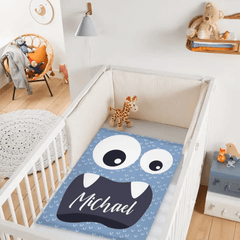 Personalized Little Monster Blanket for Kids, Custom Name Throw for Boys and Girls, Cute and Cuddly Creature - OLESA