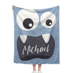 Personalized Little Monster Blanket for Kids, Custom Name Throw for Boys and Girls, Cute and Cuddly Creature - OLESA