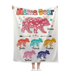Personalized Mama Bear Colorful Blanket - Best Gift For Mother - OLESA