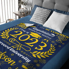 Personalized Medal Congratulations Graduation Blanket - OLESA