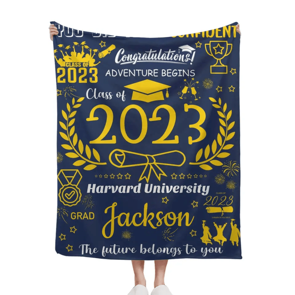 Personalized Medal Congratulations Graduation Blanket - OLESA