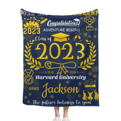 Personalized Medal Congratulations Graduation Blanket - OLESA